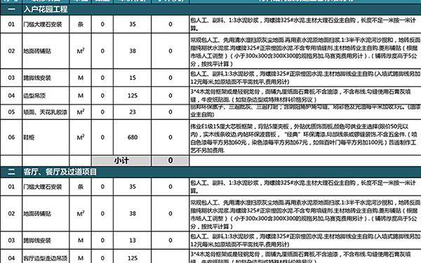 兩室一廳裝修報(bào)價(jià)單