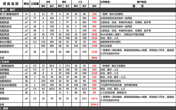 裝修報(bào)價(jià)單